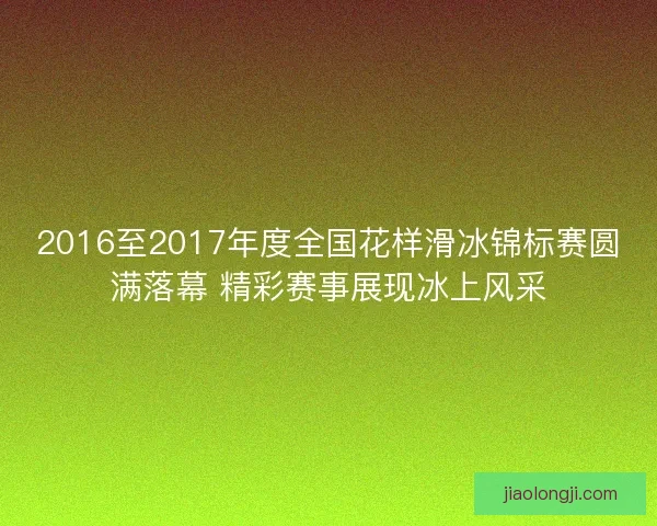 2016至2017年度全国花样滑冰锦标赛圆满落幕 精彩赛事展现冰上风采