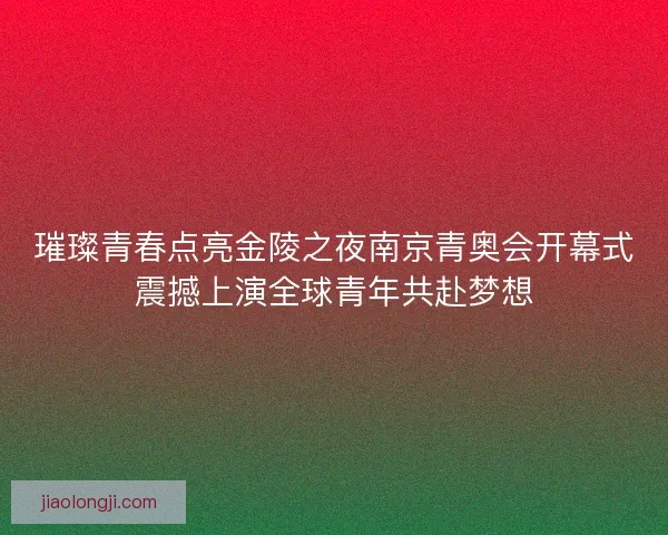 璀璨青春点亮金陵之夜南京青奥会开幕式震撼上演全球青年共赴梦想